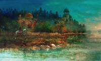 A. Q. Arif, 25 x 42 Inch, Oil on Canvas, Cityscape Painting, AC-AQ-602